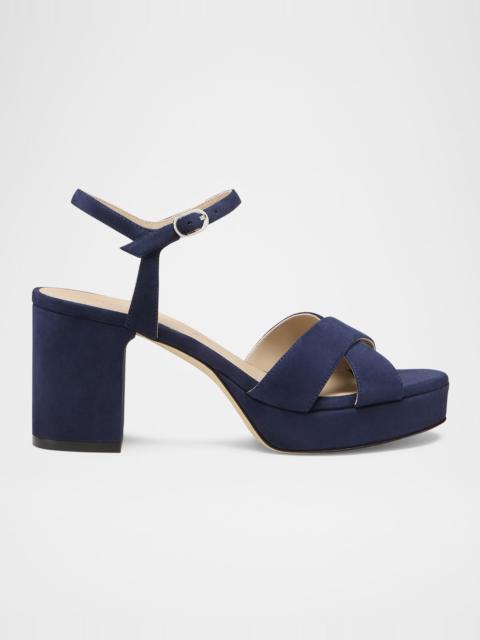 Stuart Weitzman Dayna Suede Crisscross Platform Sandals