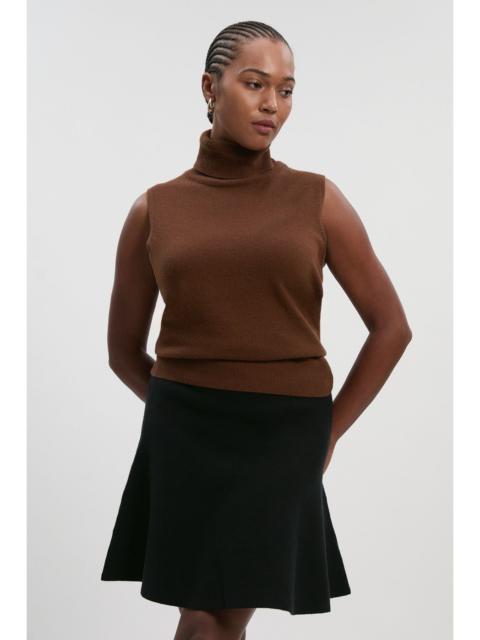 KAREN MILLEN Plus Size Compact Wool Look Knit Flippy Mini Skirt