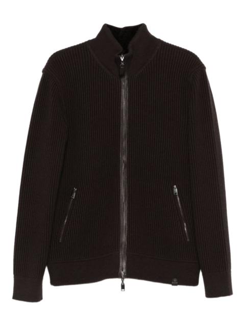Brioni zip-fastening ribbed cardigan