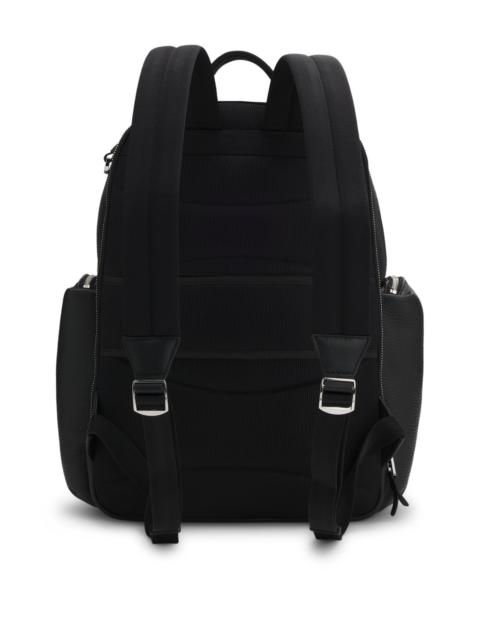 BOSS ITALIAN-LEATHER BACKPACK WITH ZIPPED SIDE POCKETS