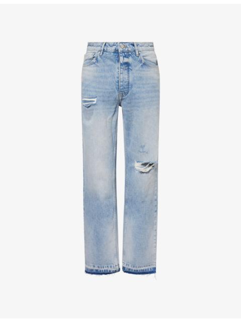 REPRESENT Heaton Distressed Straight-Leg Denim Jeans