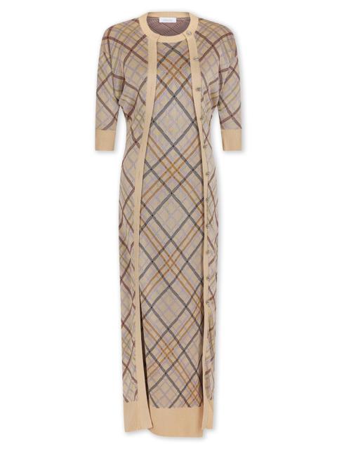 rabanne CHECKERED DRESS WITH LONG CARDIGAN