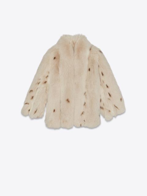 SAINT LAURENT coat in lynx-print fox fur