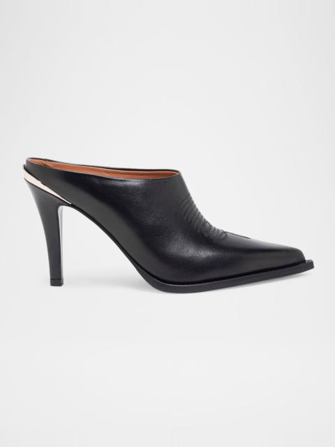 PARTLOW Lainey Leather Stiletto Western Mules