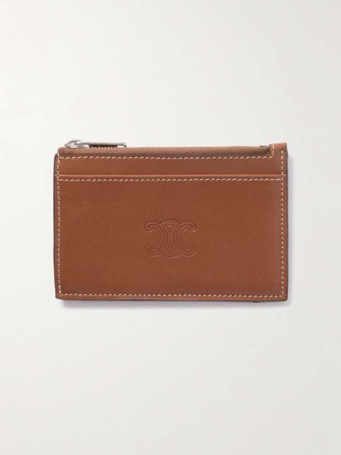 CELINE Logo-Debossed Leather Zipped Cardholder