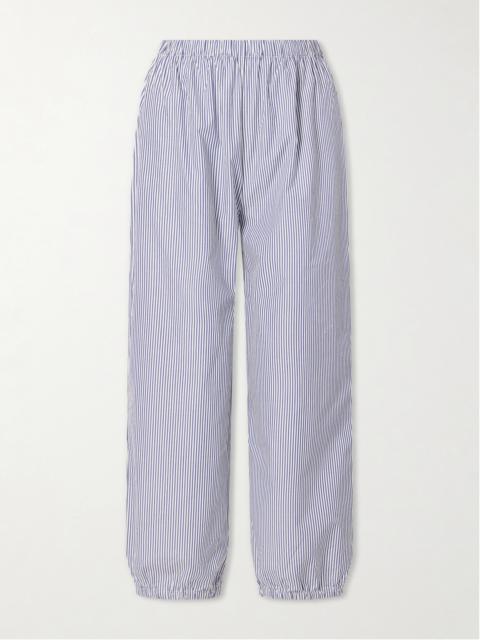 SUZIE KONDI Striped Cotton-poplin Tapered Pants
