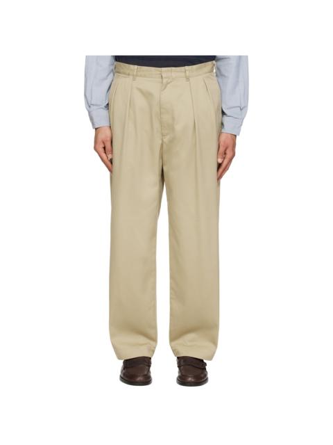Nanamica Khaki Double Pleated Chino Trousers