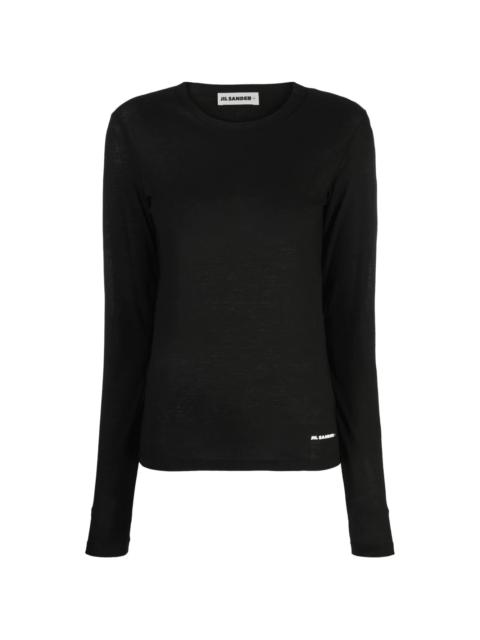 round-neck long-sleeve knitted top