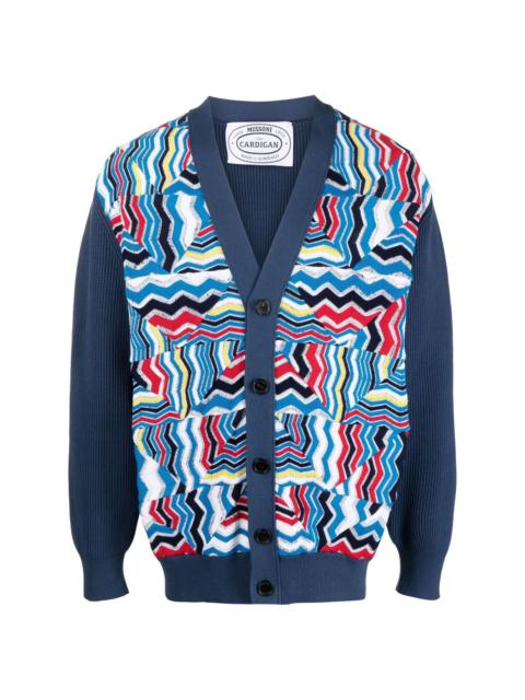 graphic print knitted cardigan