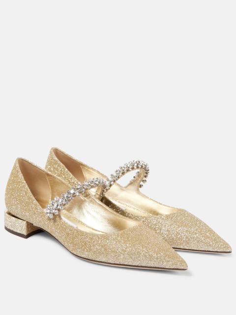 JIMMY CHOO Bing embellished glitter Mary Jane flats