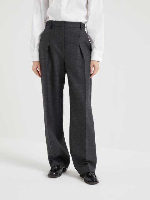 Brunello Cucinelli Virgin wool chevron relaxed sartorial trousers