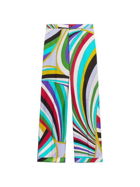 PUCCI logo-print silk flared trousers