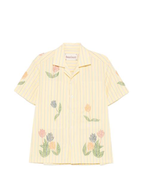 baziszt floral-embroidered striped-pattern shirt