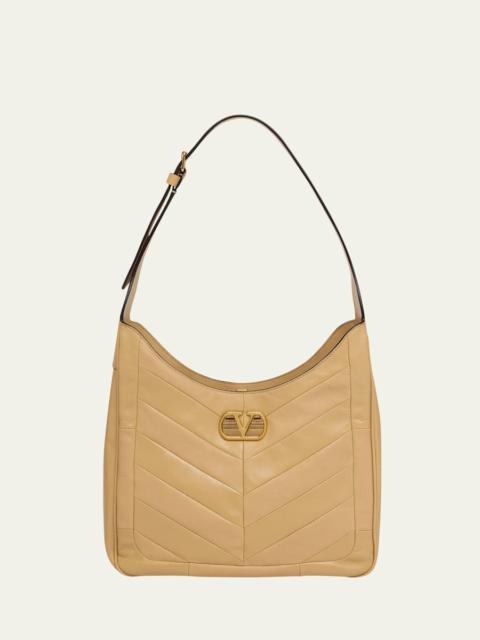 Valentino Medium Chevron Leather Hobo Bag