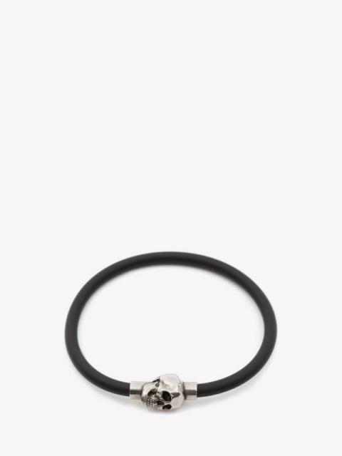 Alexander McQueen Men's Rubber Cord Skull Bracelet in Black