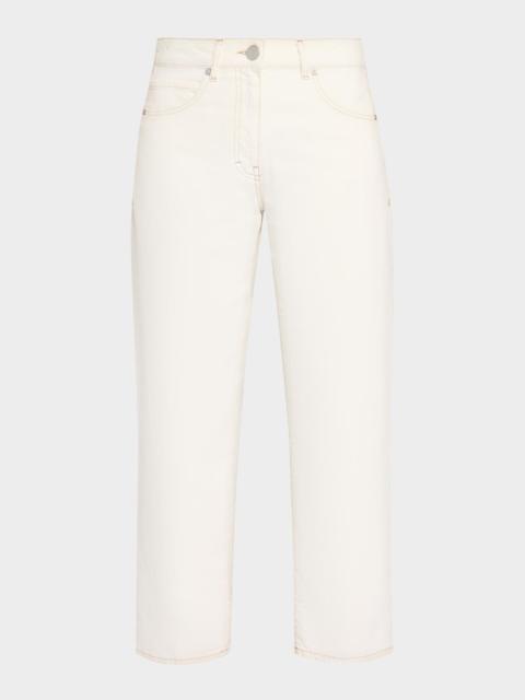 PESERICO Cropped Stretch Cotton Denim Pants