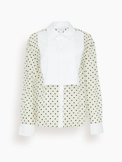 TANYA TAYLOR Arielle Top in Cream/Black/Optic White Multi