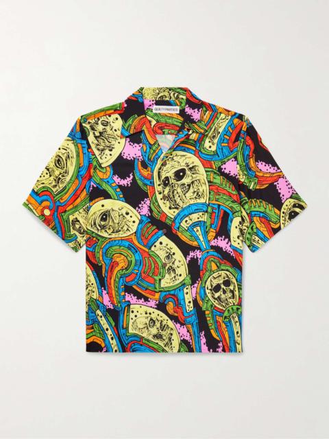 Convertible-Collar Printed Woven Shirt