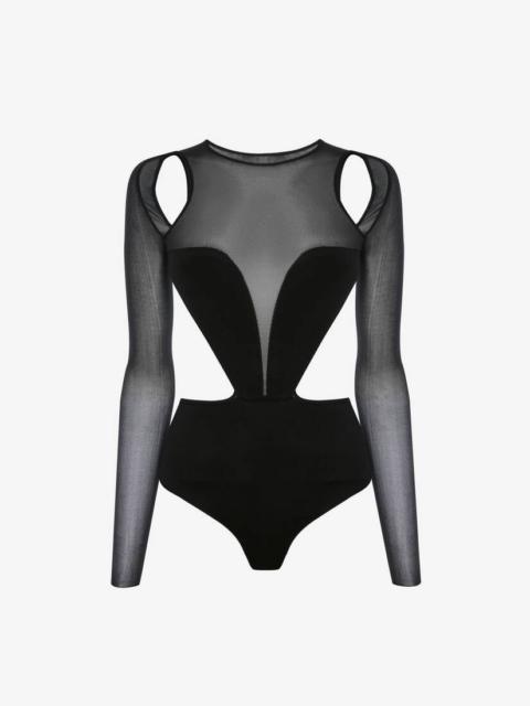 Alexander McQueen Women's Slashed Corset Bodysuit in Black