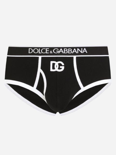 Dolce & Gabbana Fine-rib cotton Brando briefs with DG patch