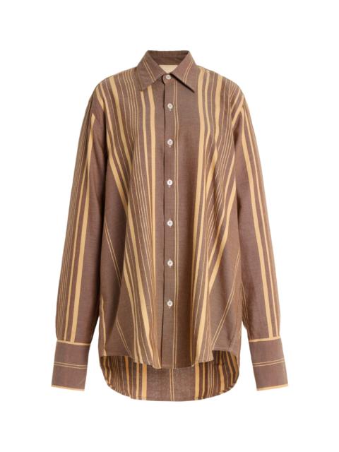 MARRAKSHI LIFE Exclusive The French Cuff Striped Cotton Shirt brown