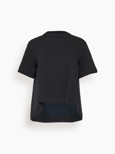 sacai Denim x Cotton Jersey T-Shirt in Black