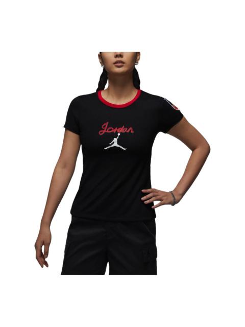 (WMNS) Air Jordan Graphic Slim Fit T-shirt Asia Sizing 'Black' HM4895-010