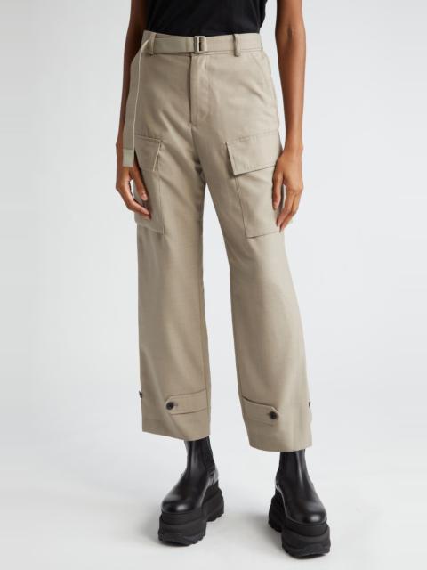 Sacai Belted Suiting Pants in Beige at Nordstrom