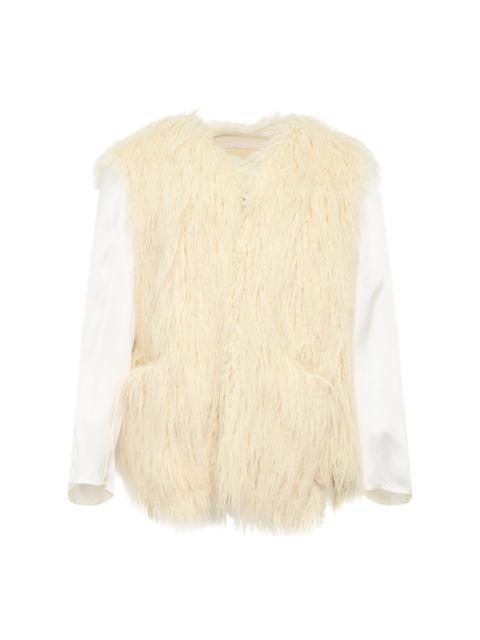 Comme des Garçons Homme Plus Faux Fur Contrast Sleeve Jacket