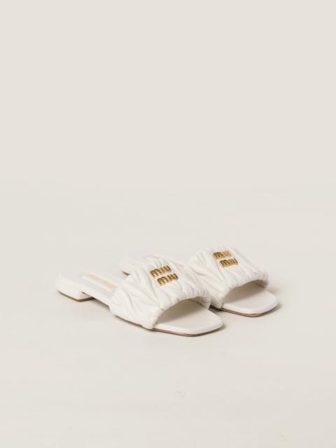 Miu Miu Matelassé nappa leather slides