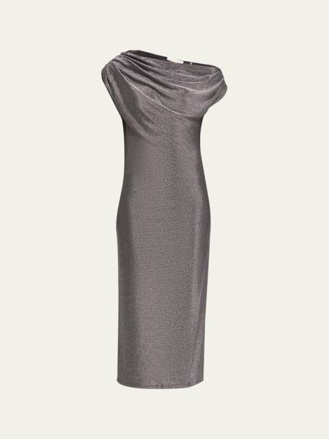 RAMY BROOK Rocker Chet Metallic Boat-Neck Midi Dress