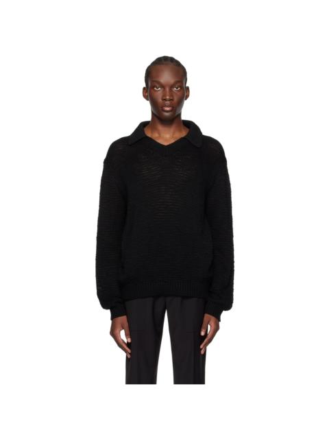 Helmut Lang Black Pointed Collar Sweater