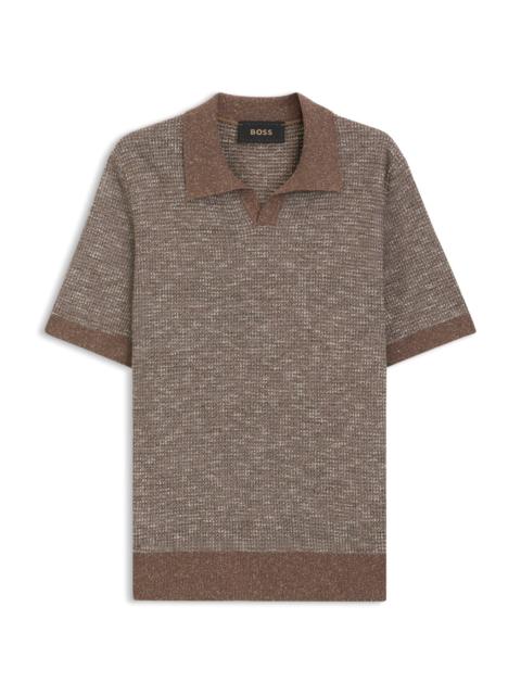 BOSS JOHNNY-COLLAR POLO SWEATER IN WOOL, SILK, AND COTTON