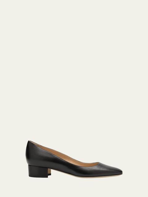 Manolo Blahnik Lista Leather Block-Heel Pumps