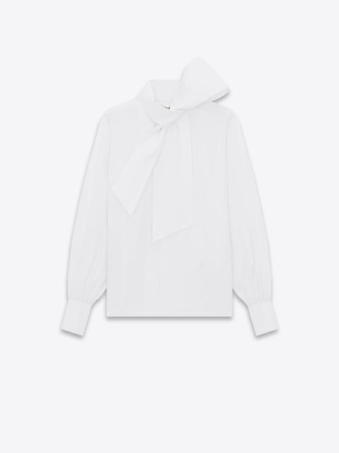 SAINT LAURENT lavallière-neck blouse in cotton poplin