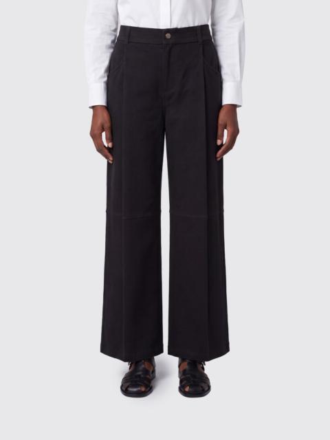 Brunello Cucinelli BRUNELLO CUCINELLI Wide-Leg Cotton and Silk Blend Trousers with Pleats