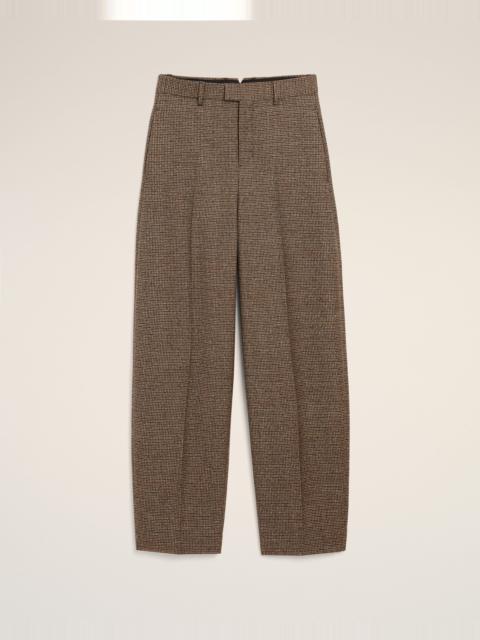 AMI Paris BROWN HOUNDSTOOTH BALLOON-FIT WOOL TROUSERS
