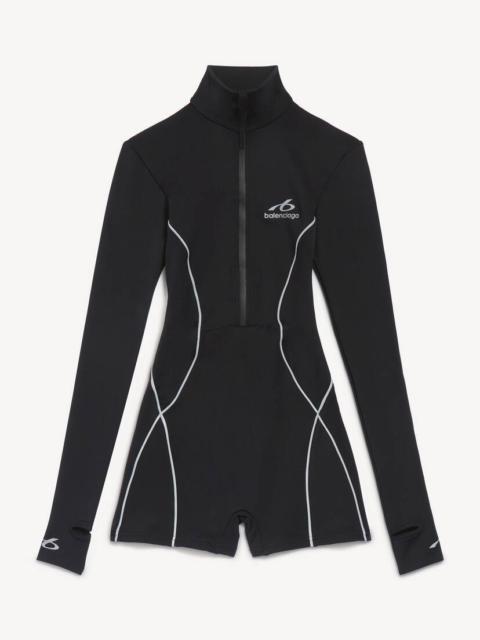 BALENCIAGA Women's Techwear Short Long Sleeve Bodysuit in Black