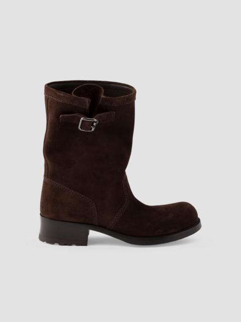 Prada Women's Suede Mid-Calf Boots - Brown