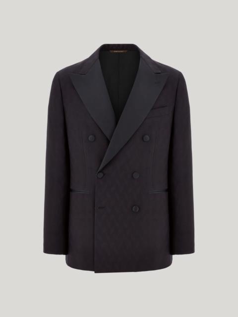 Canali BLACK DOUBLE-BREASTED MODERN FIT TUXEDO JACKET IN A WOOL AND SILK BLEND