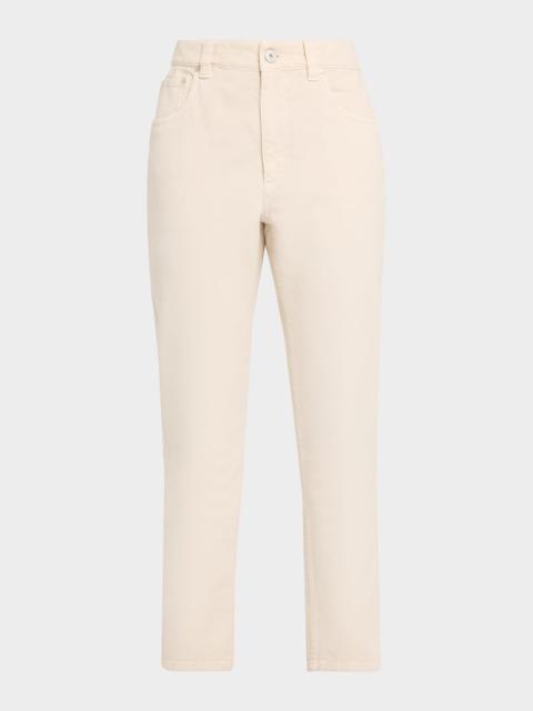 Brunello Cucinelli Dyed Cotton Twill Slim-Leg Ankle Pants