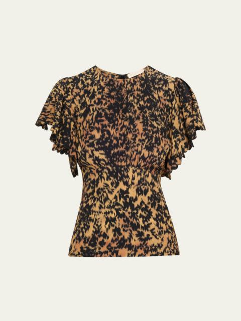 Nejma Flutter-Sleeve Blouse