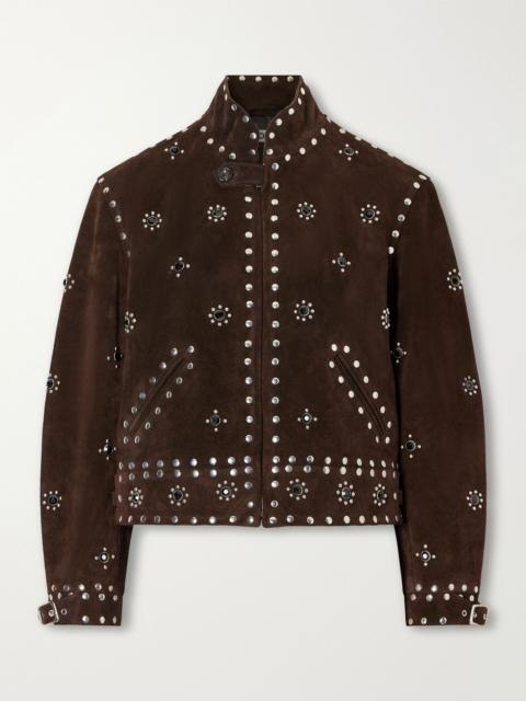 BODE Howard studded suede jacket Dark brown