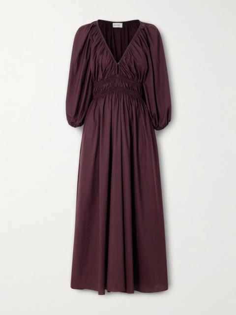 MATTEAU Shirred Organic Cotton-poplin Maxi Dress