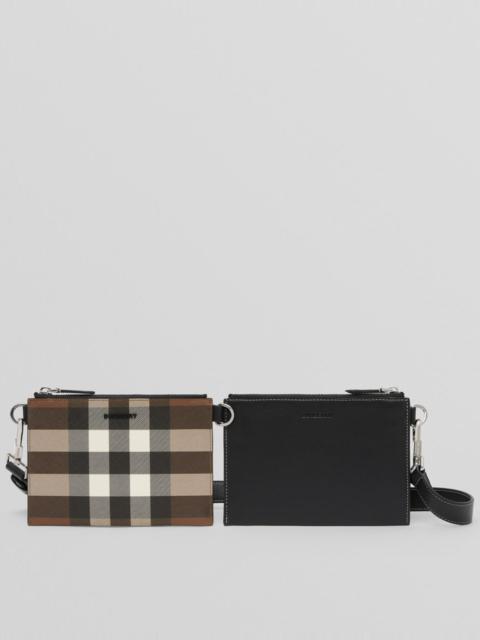 Check and Leather Link Pouch Crossbody Bag