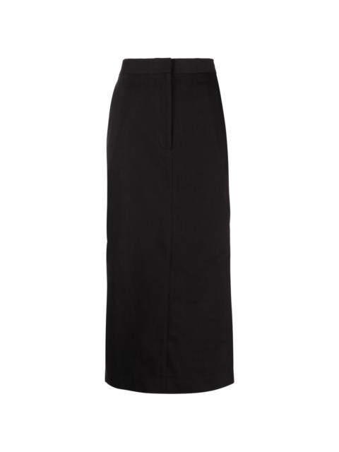 low-waist tailored midi skirt