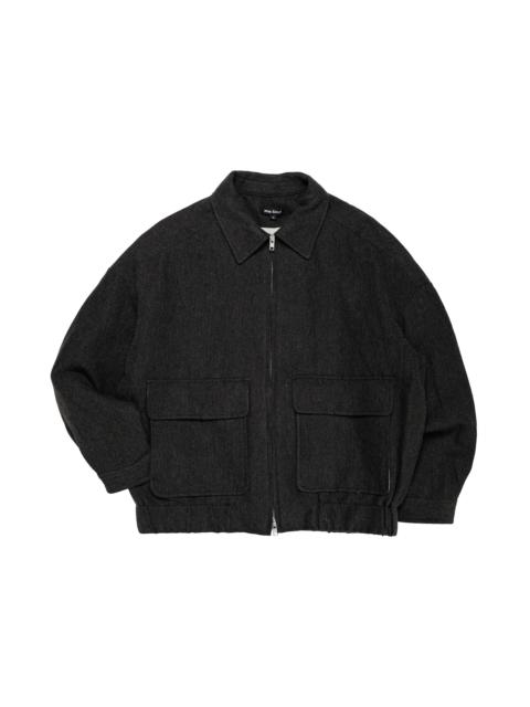 evan kinori Zip Jacket Two Wool Linen Herringbone Black/Brown