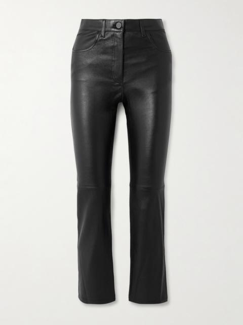 JOSEPH Duke Cropped Leather Flared Pants