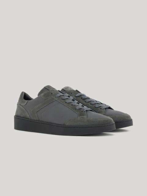 Canali CANALI NUVOLA GRAY NYLON AND SUEDE SNEAKERS WITH BLACK SOLE