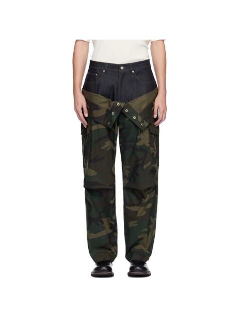 Andersson Bell Khaki Camo Double Waist Work Wide-Leg Trousers